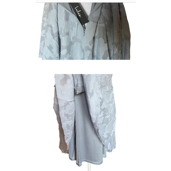 Lulus Days of Beauty Dusty Blue Burnout Skater Dress* Size Small WD24 - Picture 9 of 12